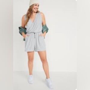 Old Navy Breathe On Cross Front Gray Athletic Romper